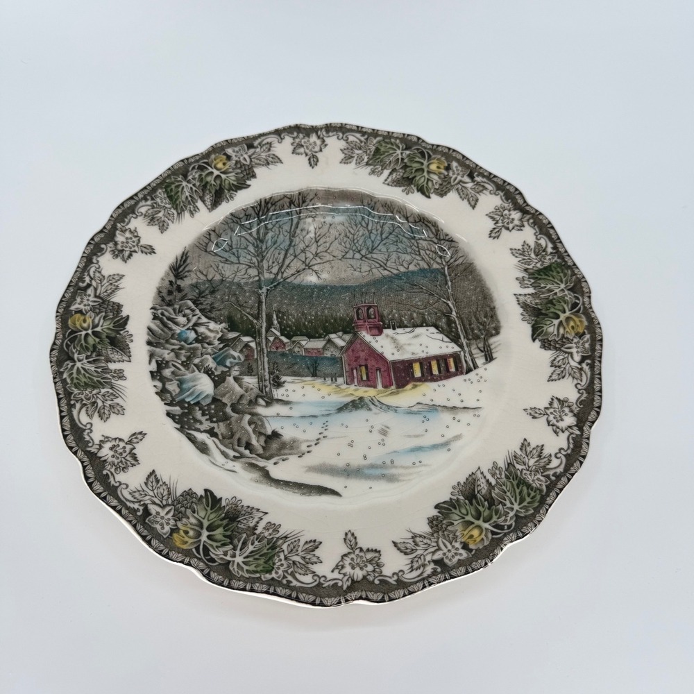 Vtg 60s Johnson Bros The Friendly Village The School House Plate 10" Cottage